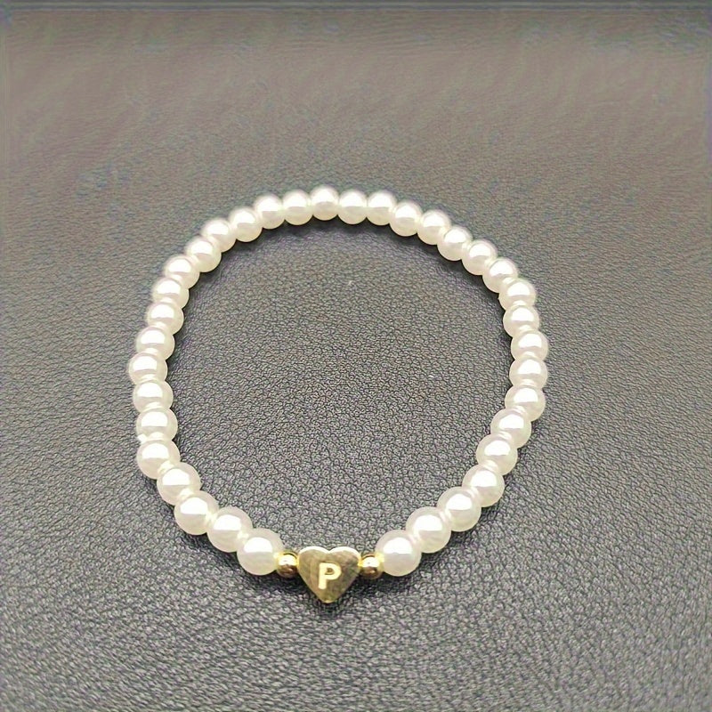 Bracelet chic avec initiale A-Z et cœur