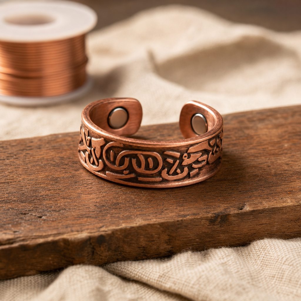 Bague Manchette en Cuivre Ciselé
