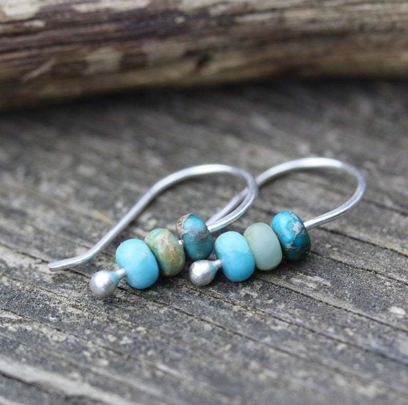 Boucles d'oreilles perlées turquoise océaniques