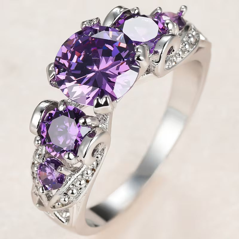 Bague vintage en argent avec améthyste