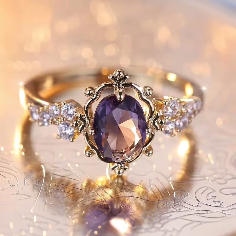 Bague en or avec améthyste taille princesse