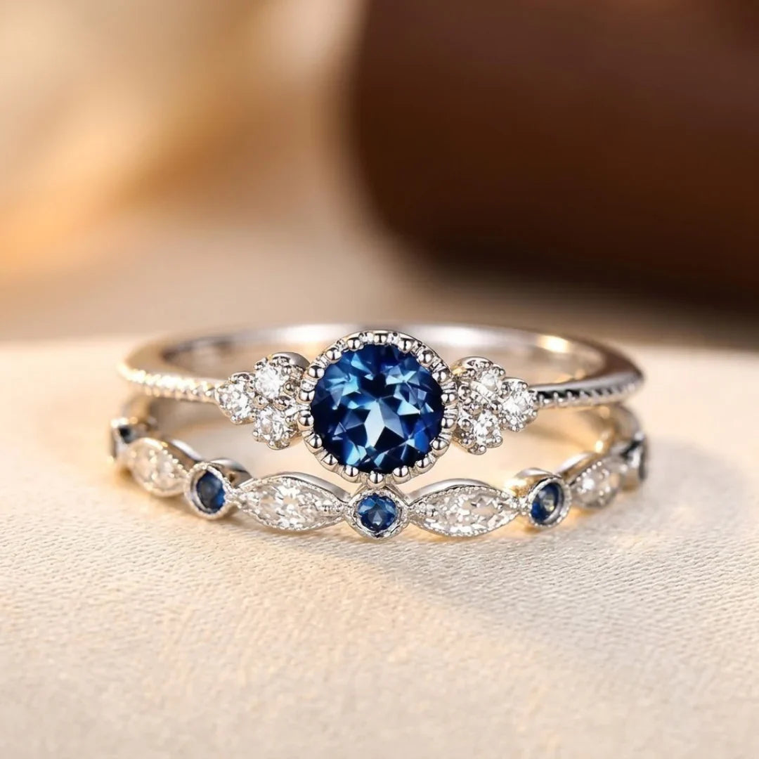 Bague halo saphir en argent