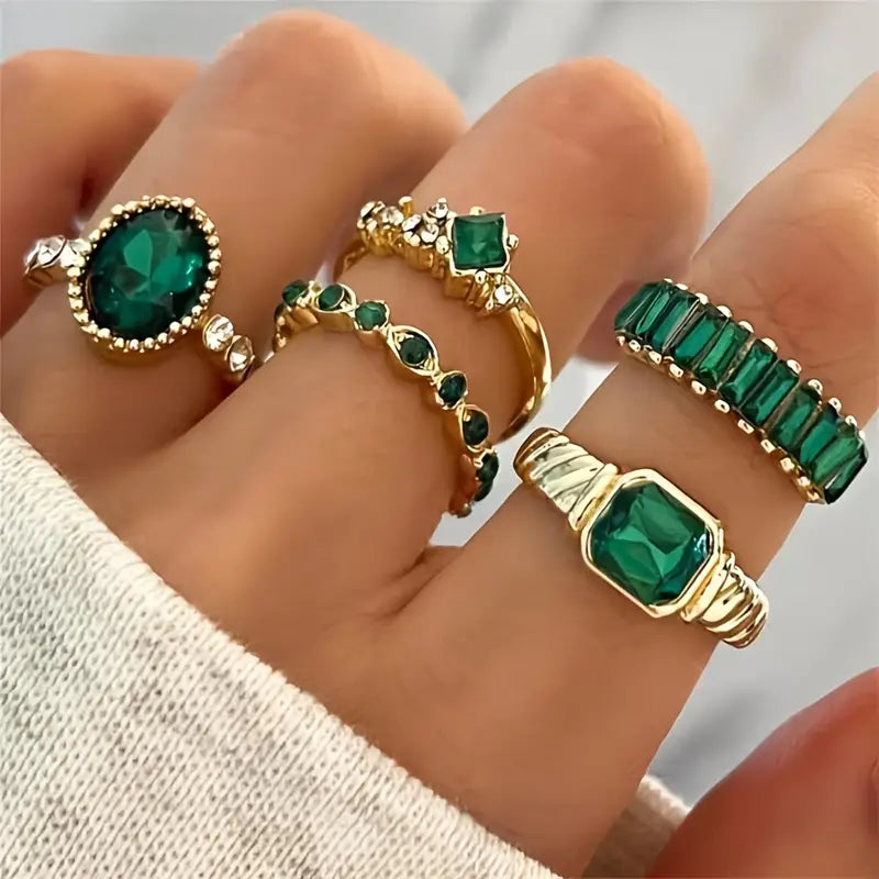 Ensemble de bagues émeraude exquis Zarina