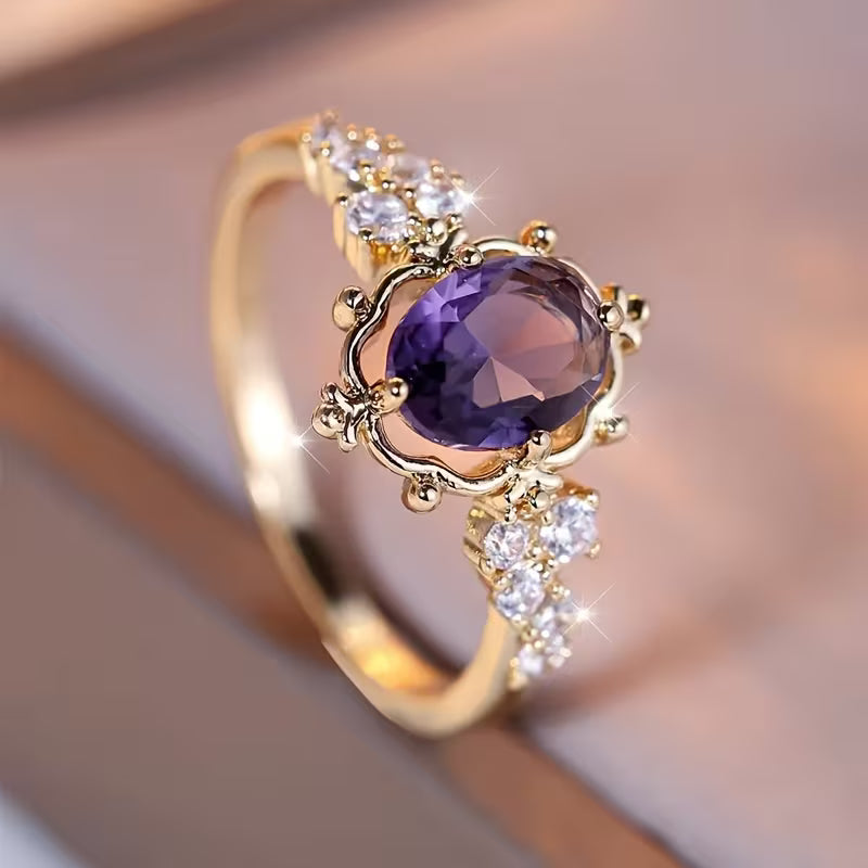 Bague en or avec améthyste taille princesse