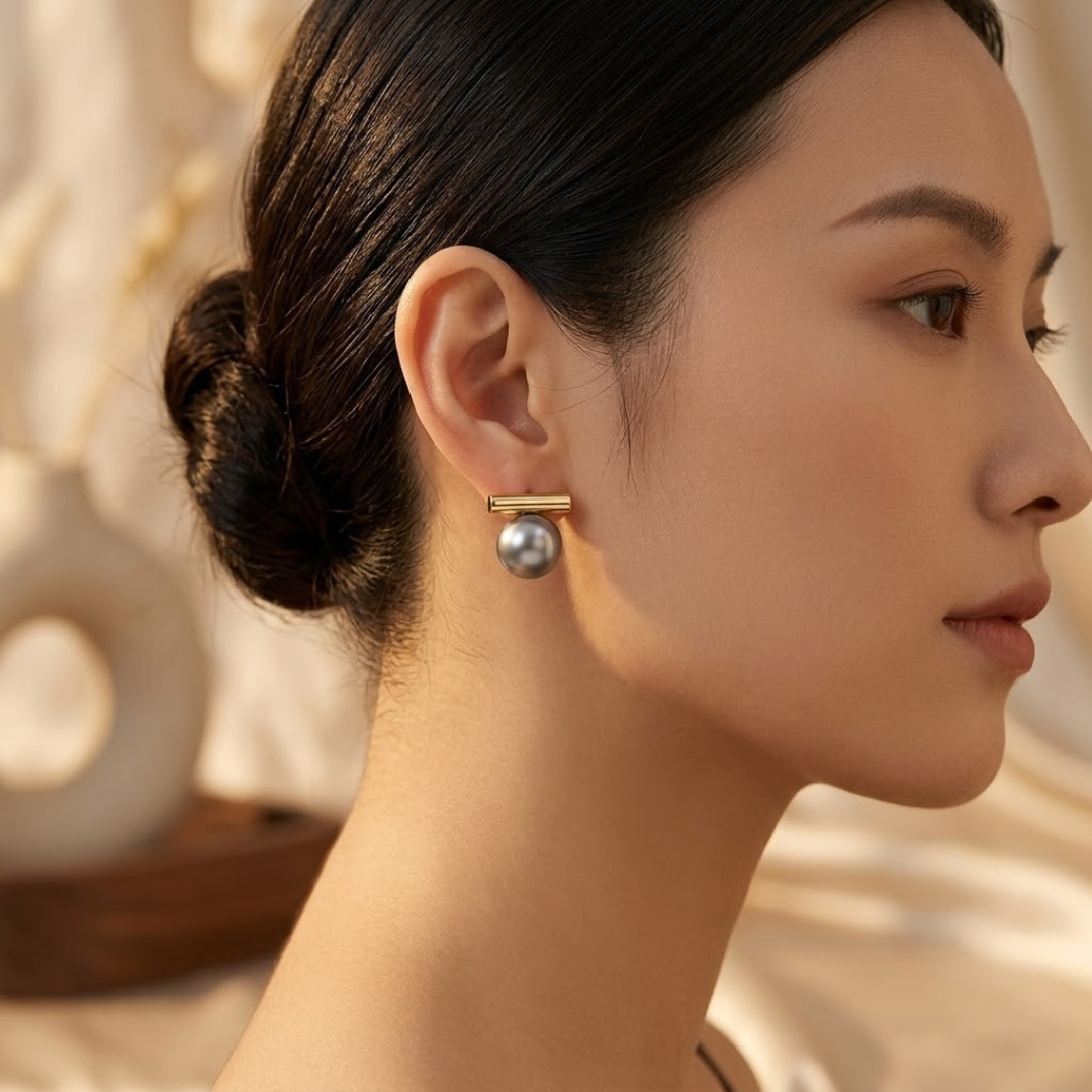 Boucles d'oreilles à tige en or avec perle