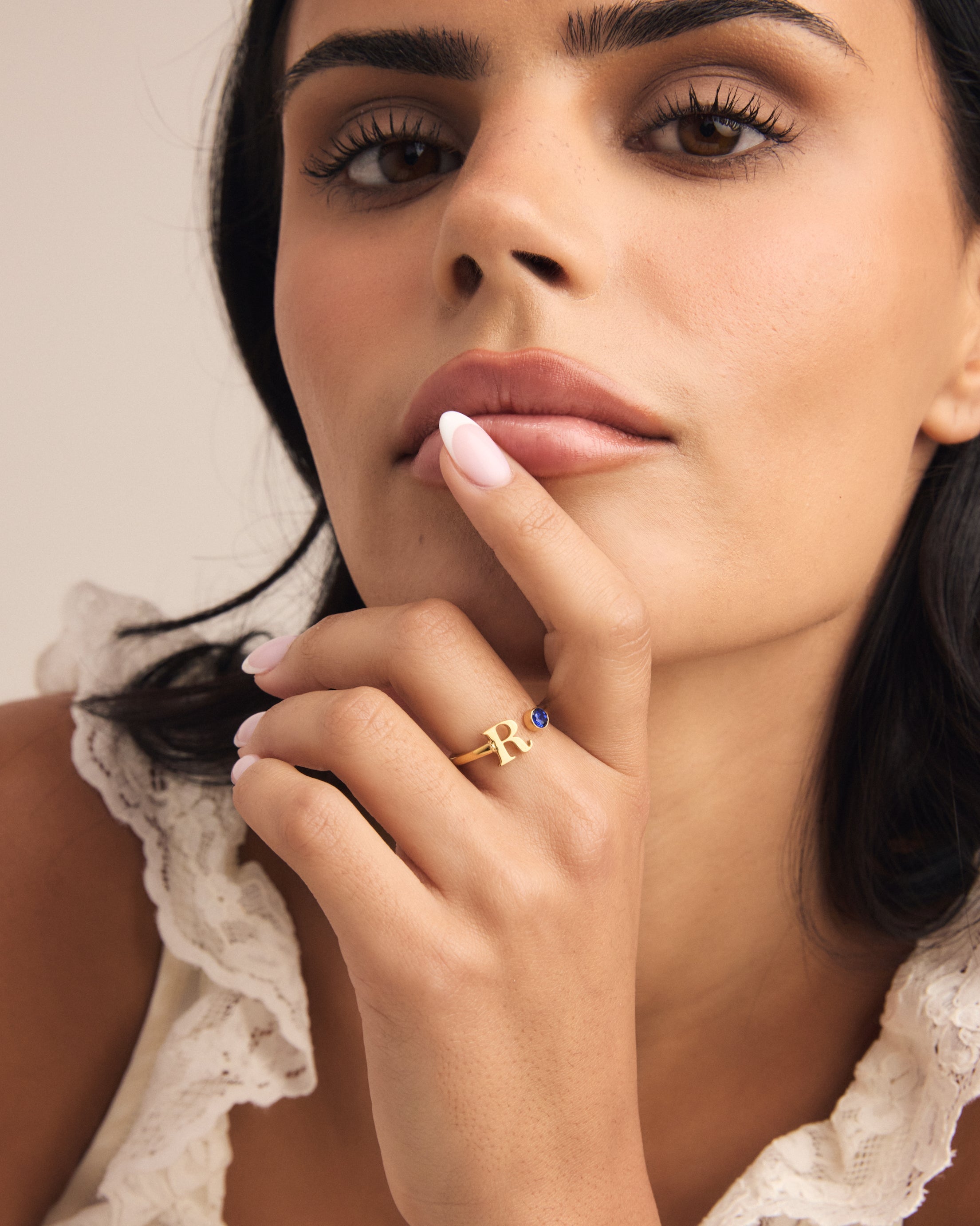Birthstone Initial Ring