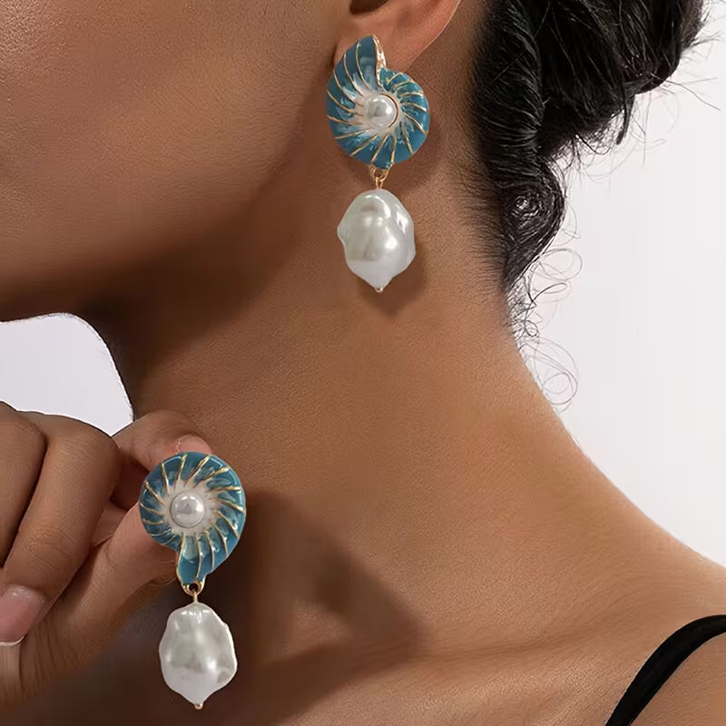 Boucles d'oreilles coquillage perle