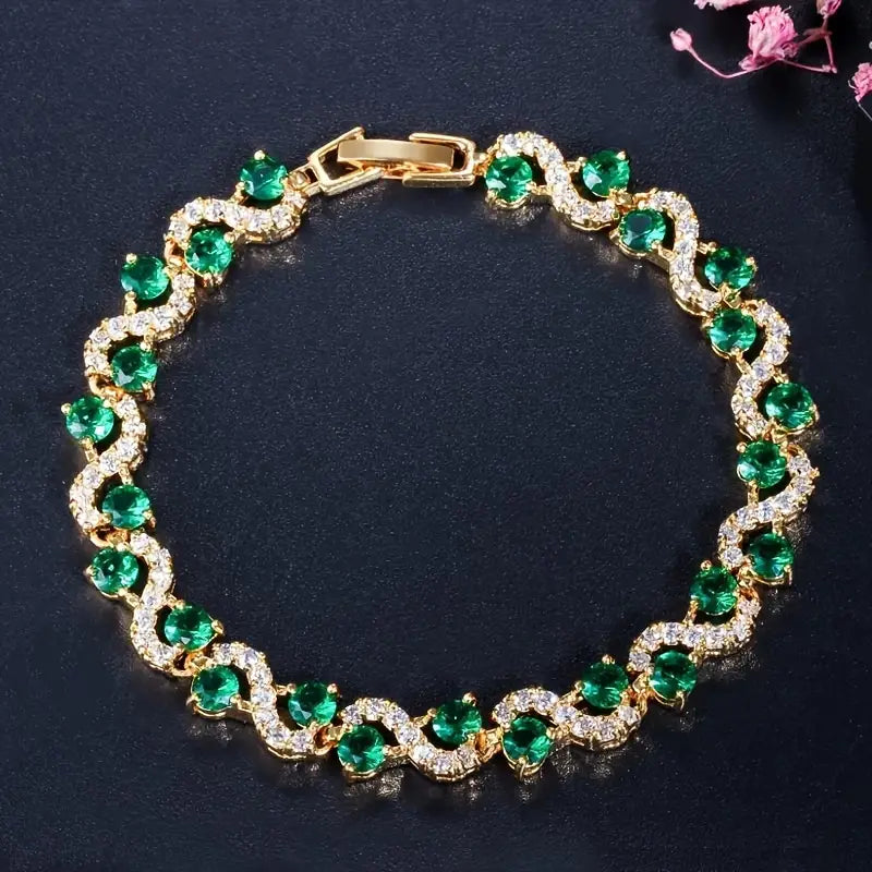 Bracelet halo en or avec émeraude