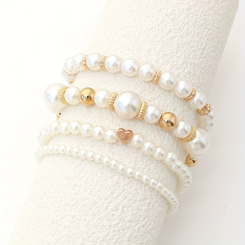 Ensemble de bracelets élégants avec perles et cœur