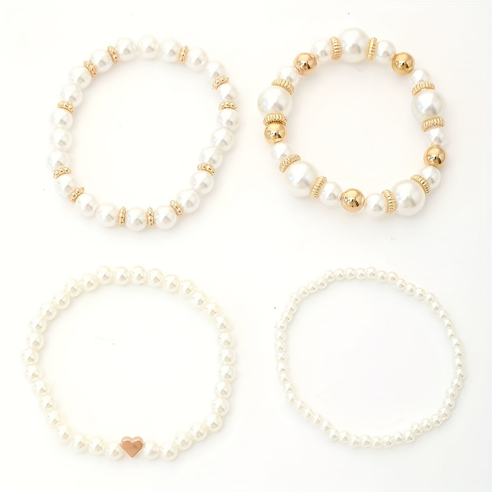 Ensemble de bracelets élégants avec perles et cœur