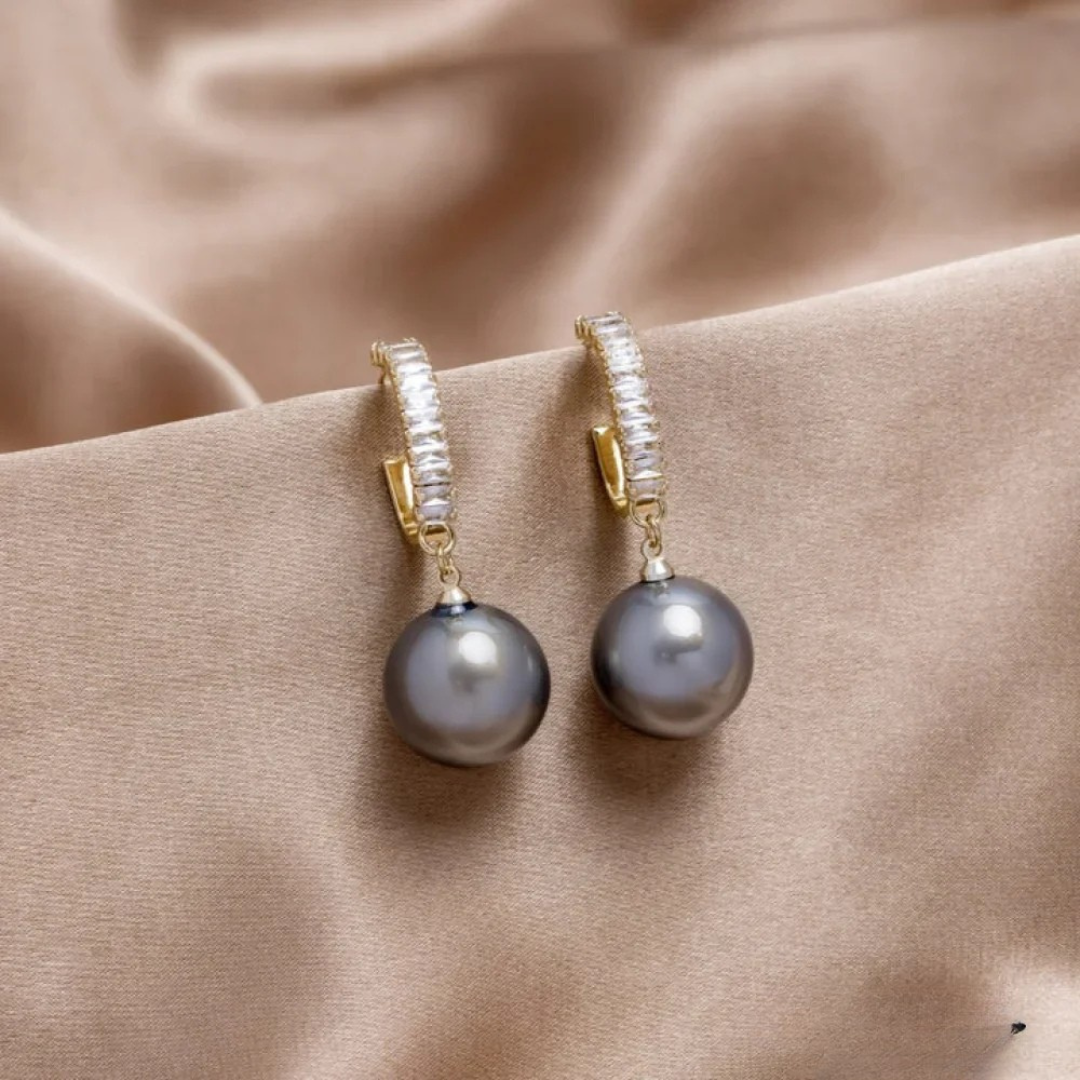 Boucles d’oreilles chic avec perles et zircon