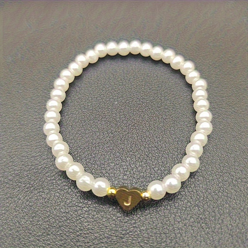Bracelet chic avec initiale A-Z et cœur