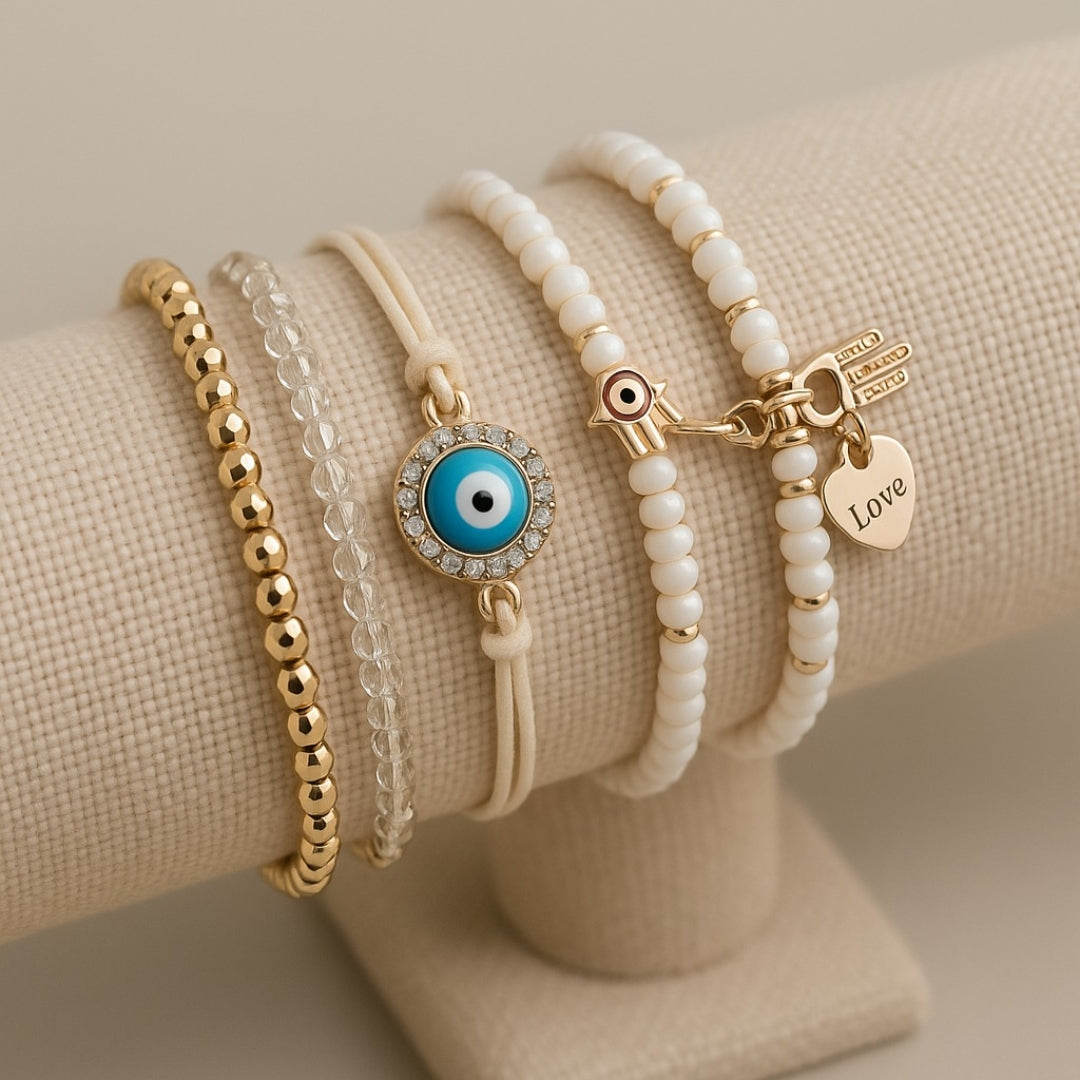 Ensemble de bracelets Hamsa dorés élégants