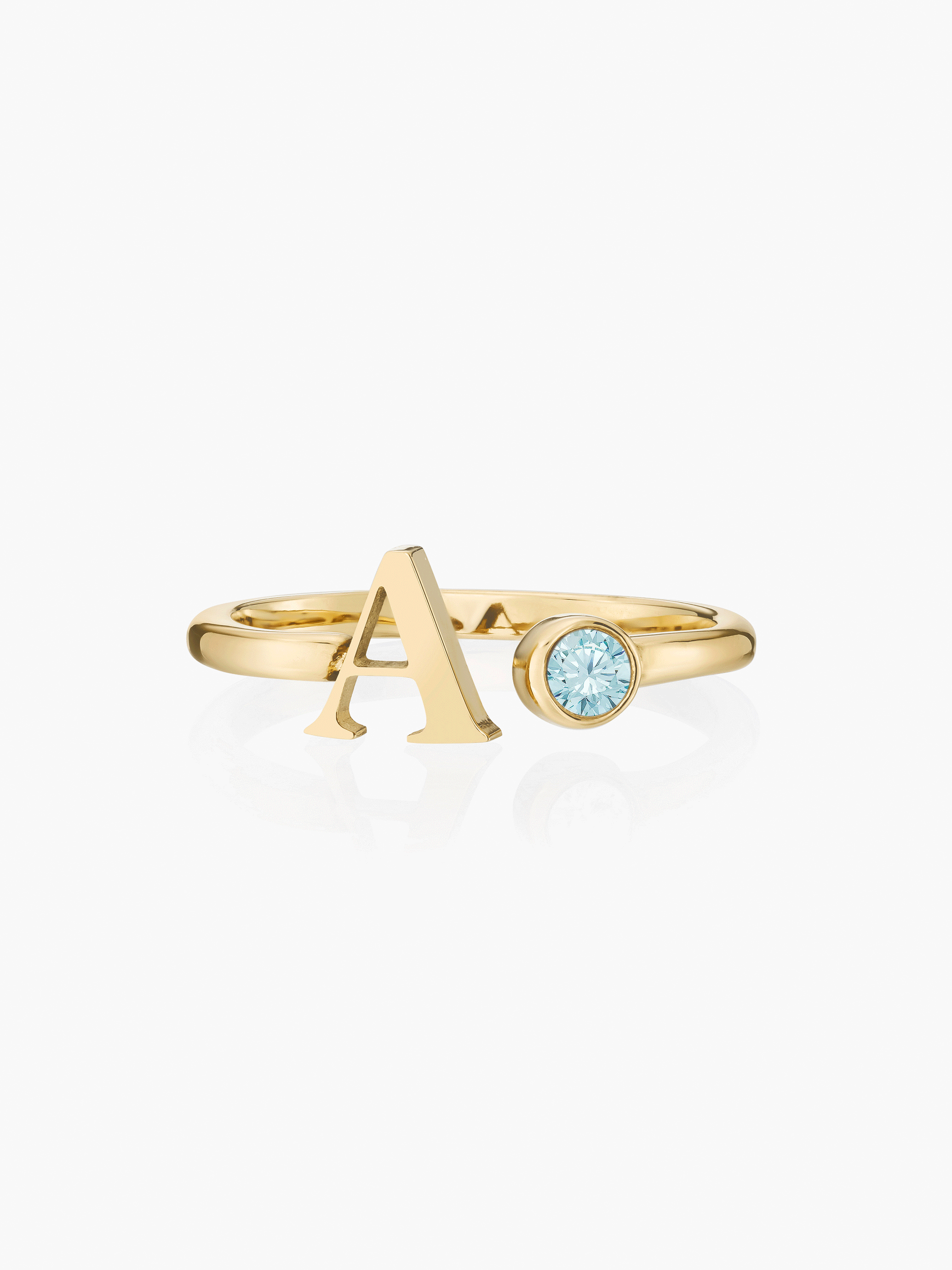 Birthstone Initial Ring