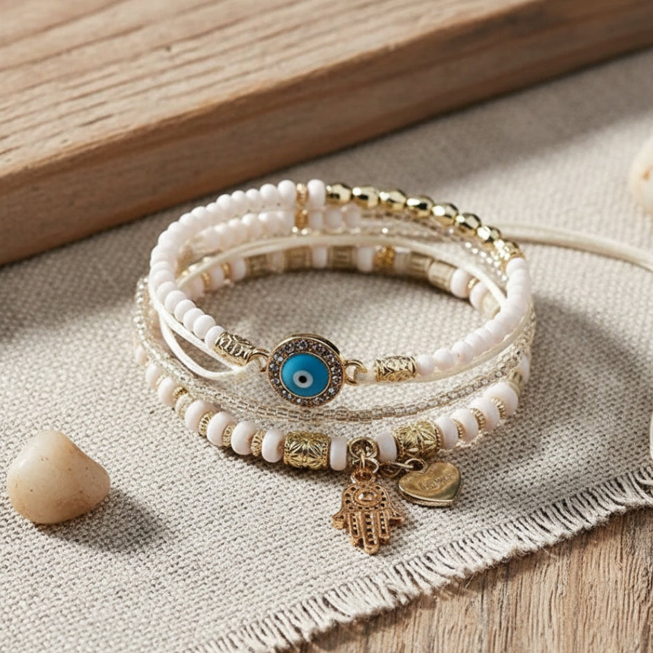 Ensemble de bracelets Hamsa dorés élégants
