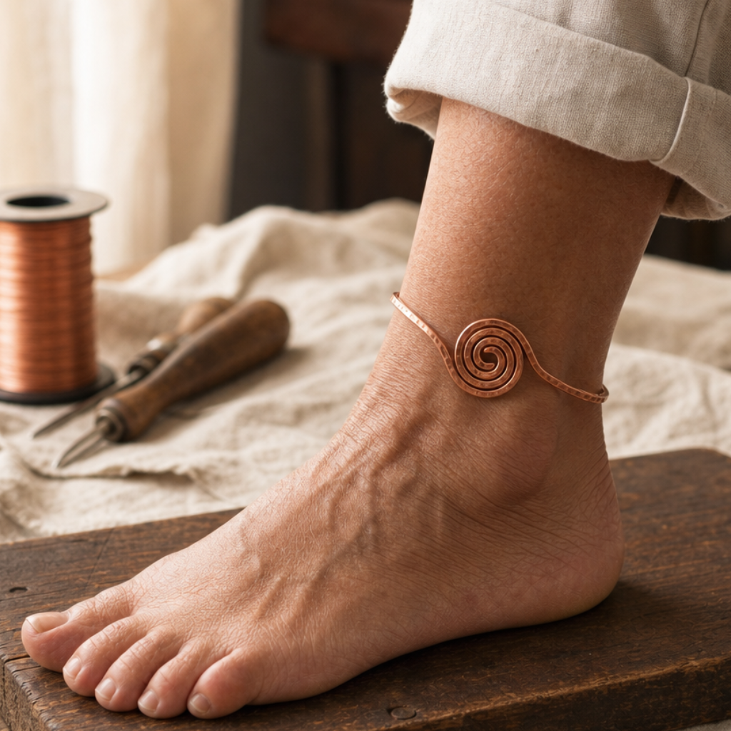 Bracelet de cheville en cuivre torsadé