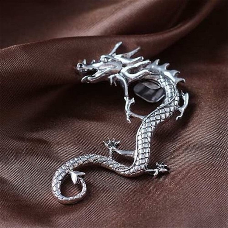 Boucles d’oreilles dragon argentées