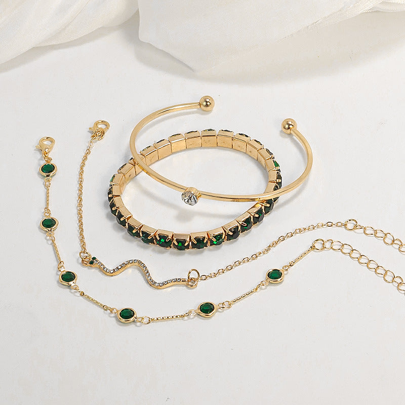 Ensemble de bracelets en or avec émeraude