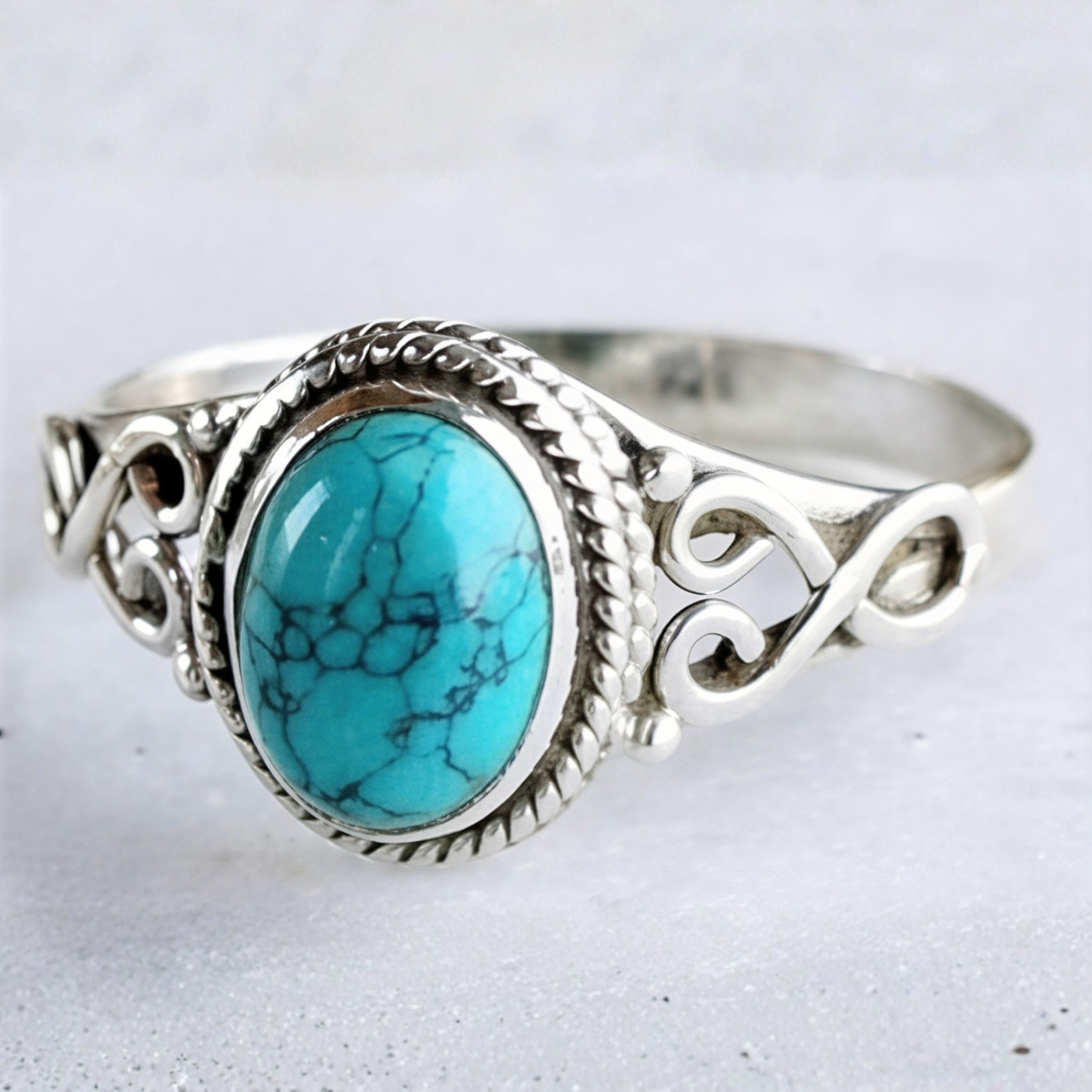 Bague turquoise argent classique