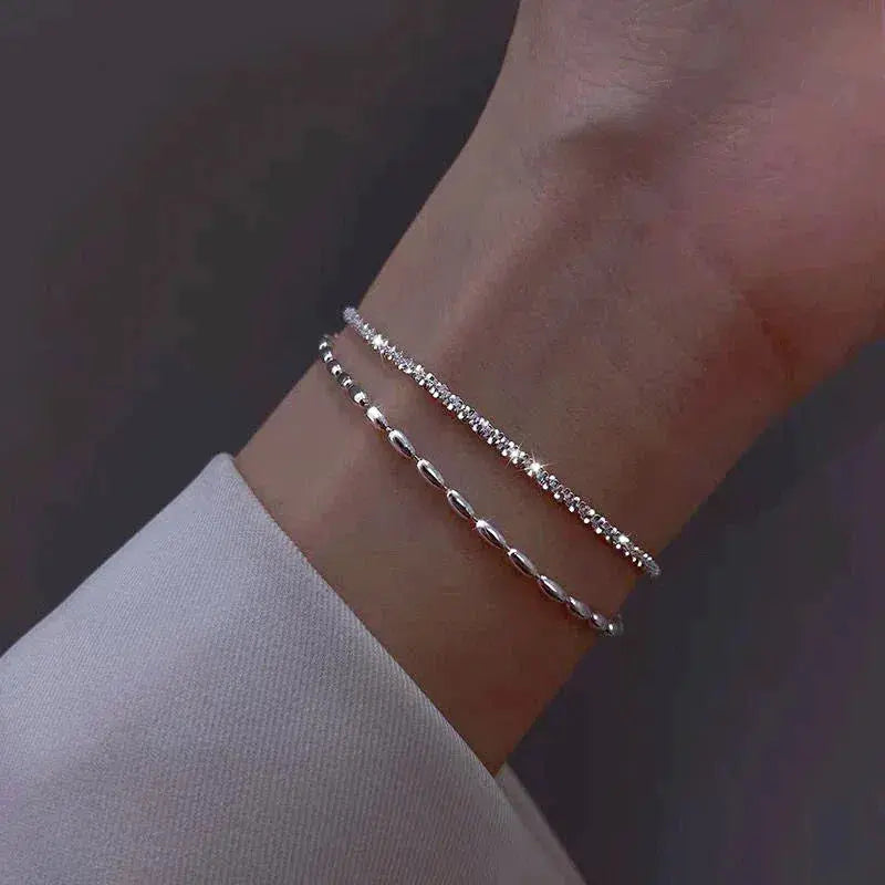 Ensemble de bracelets élégants en argent avec pierres de zircon