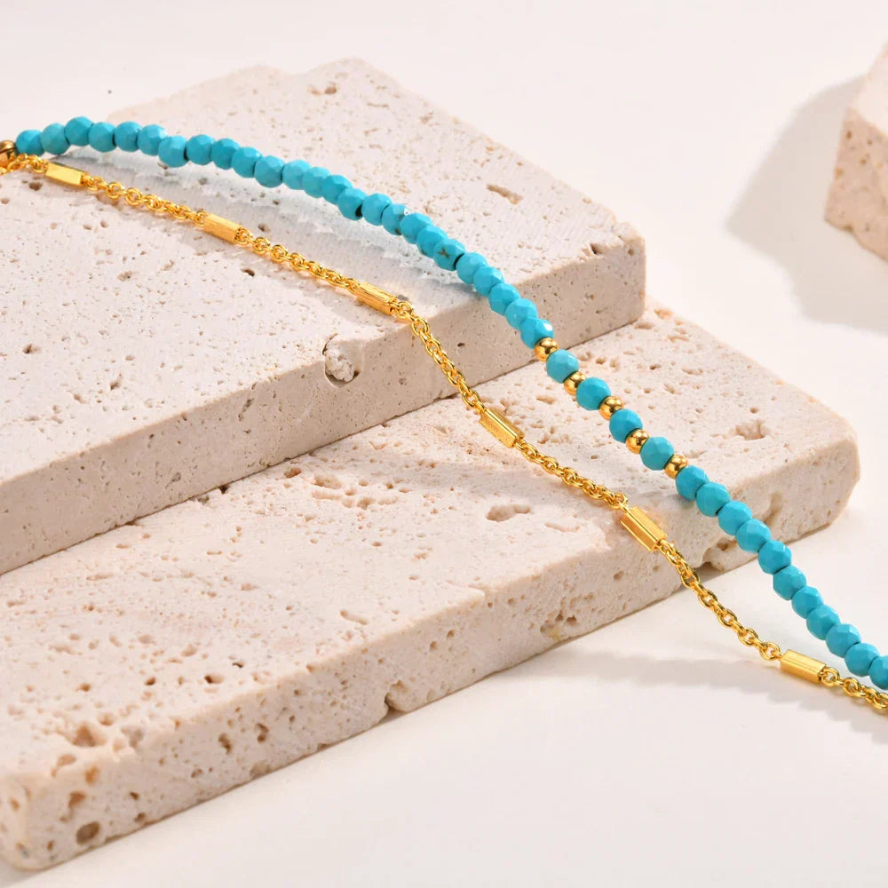 Bracelet chaîne turquoise doré radieux