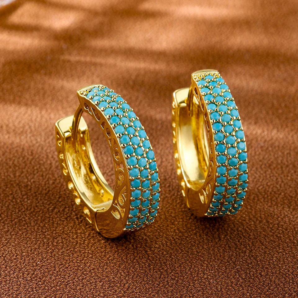 Boucles d'oreilles créoles turquoise minimalistes
