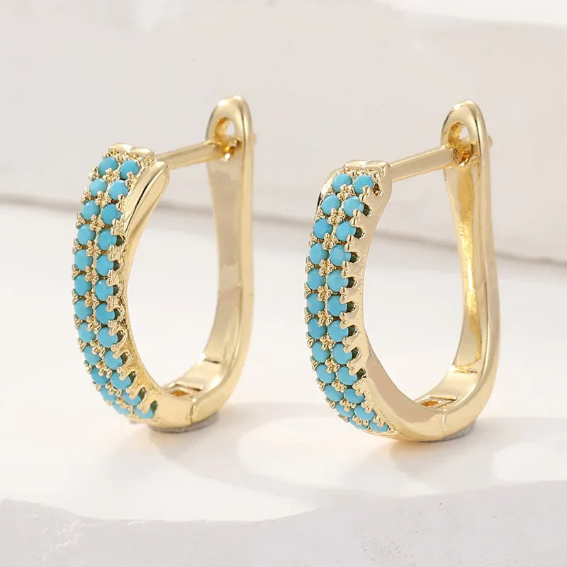 Boucles d'oreilles créoles turquoise classiques