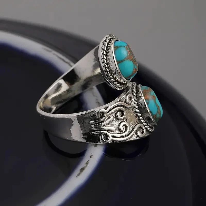 Bague anneau argent turquoise prestige