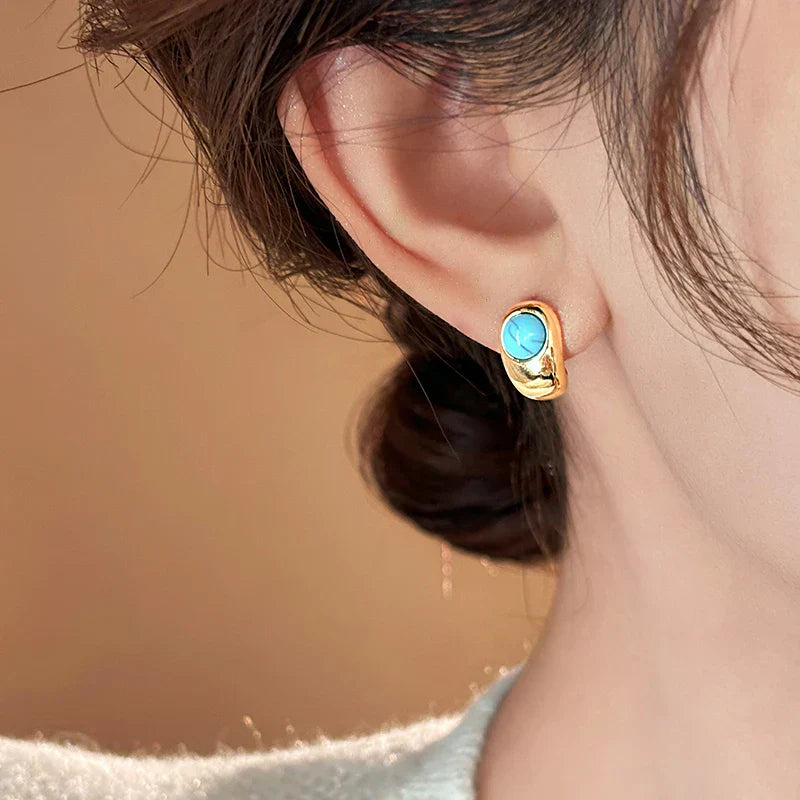 Boucles d'oreilles turquoise cuivre intemporelles