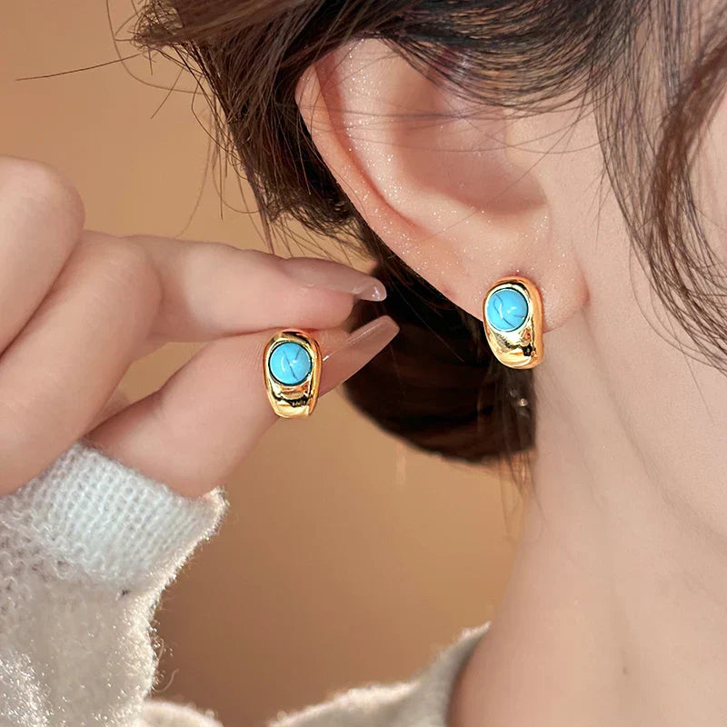 Boucles d'oreilles turquoise cuivre intemporelles