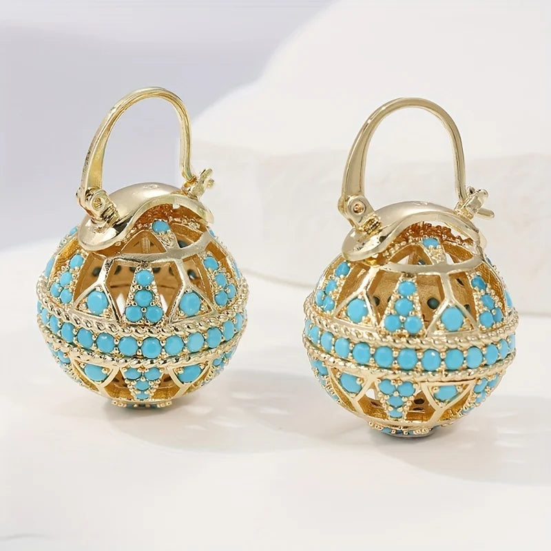 Boucles d'oreilles mandala turquoise dorées