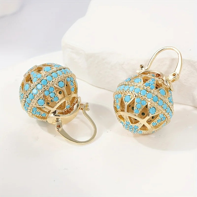 Boucles d'oreilles mandala turquoise dorées
