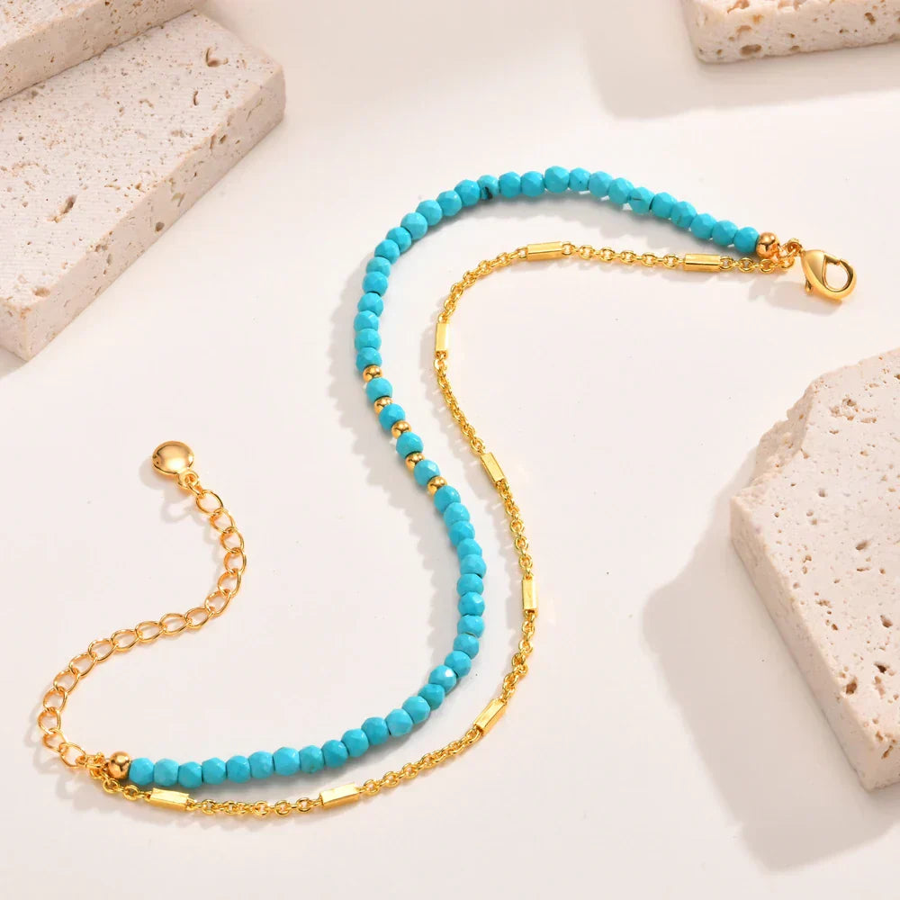 Bracelet chaîne turquoise doré radieux