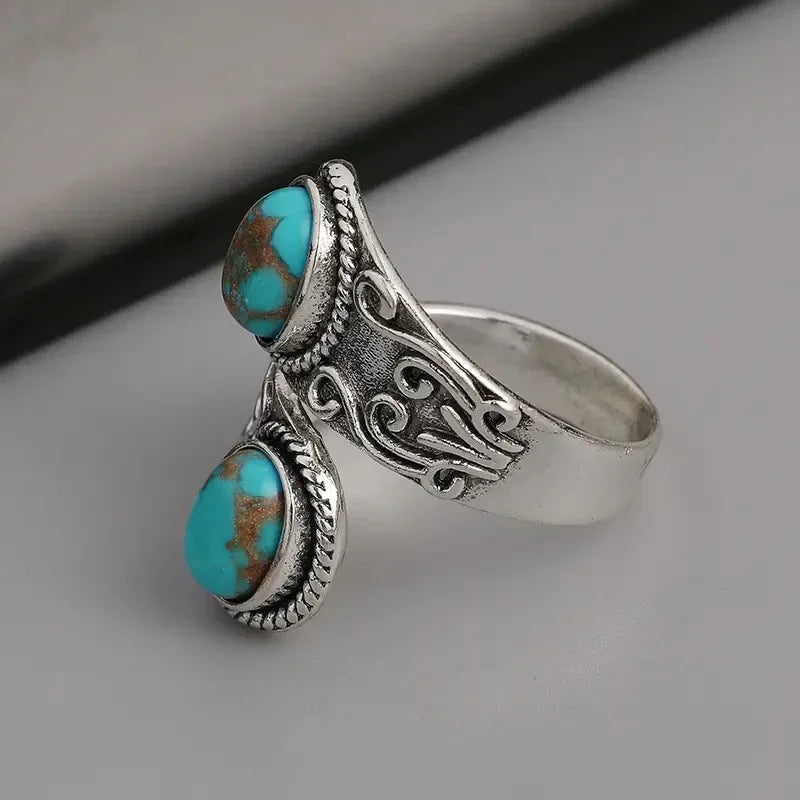 Bague anneau argent turquoise prestige