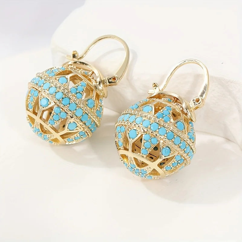 Boucles d'oreilles mandala turquoise dorées