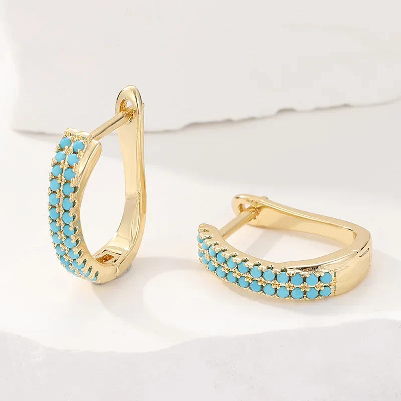 Boucles d'oreilles créoles turquoise classiques