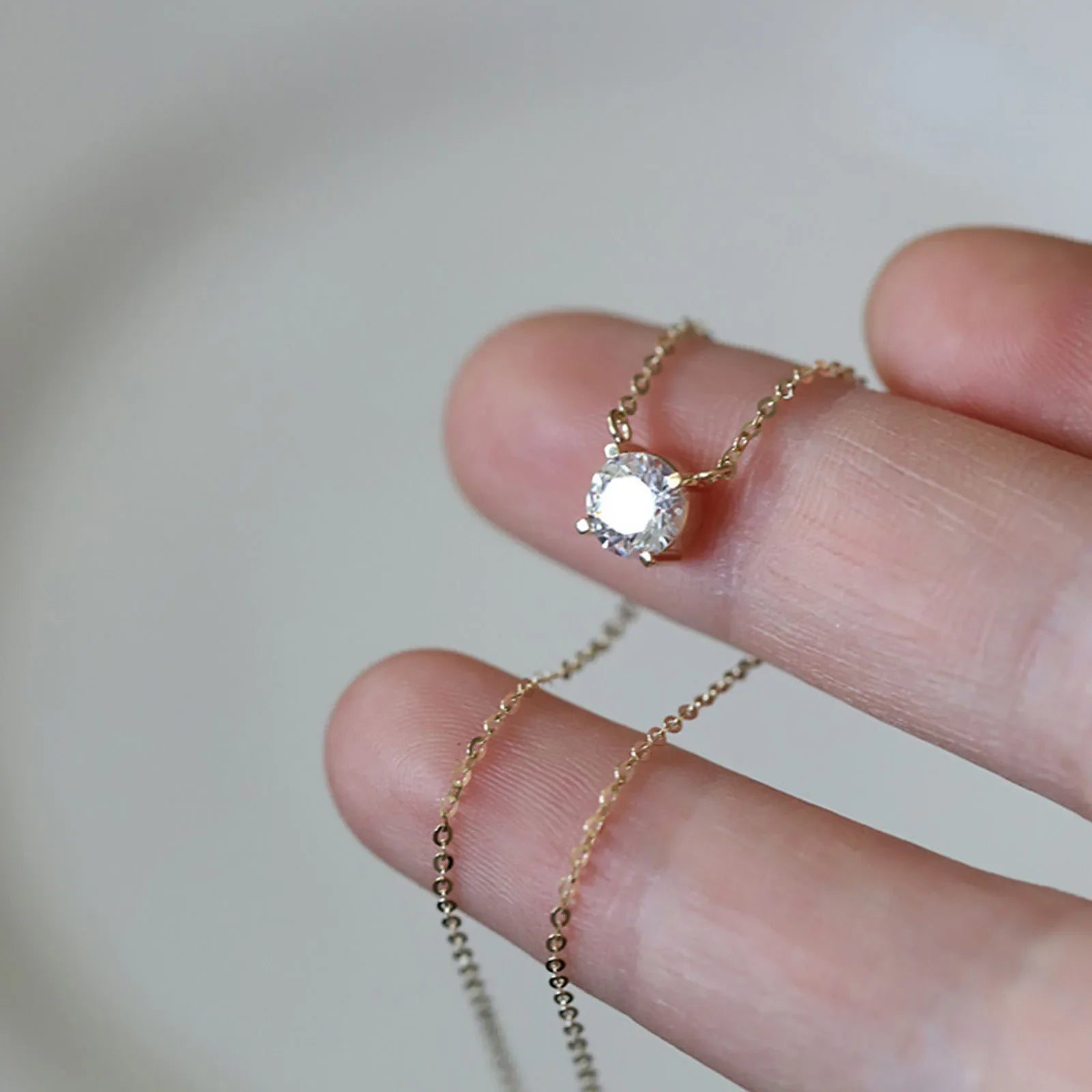Sterling Silver 18K Gold Plated Zircon Necklace