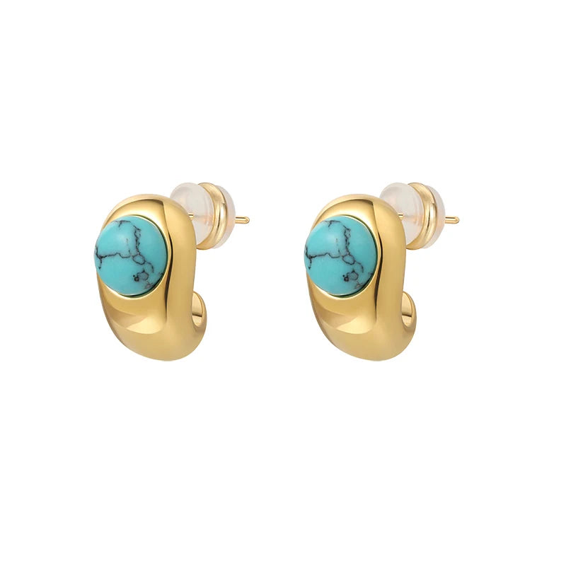 Boucles d'oreilles turquoise cuivre intemporelles