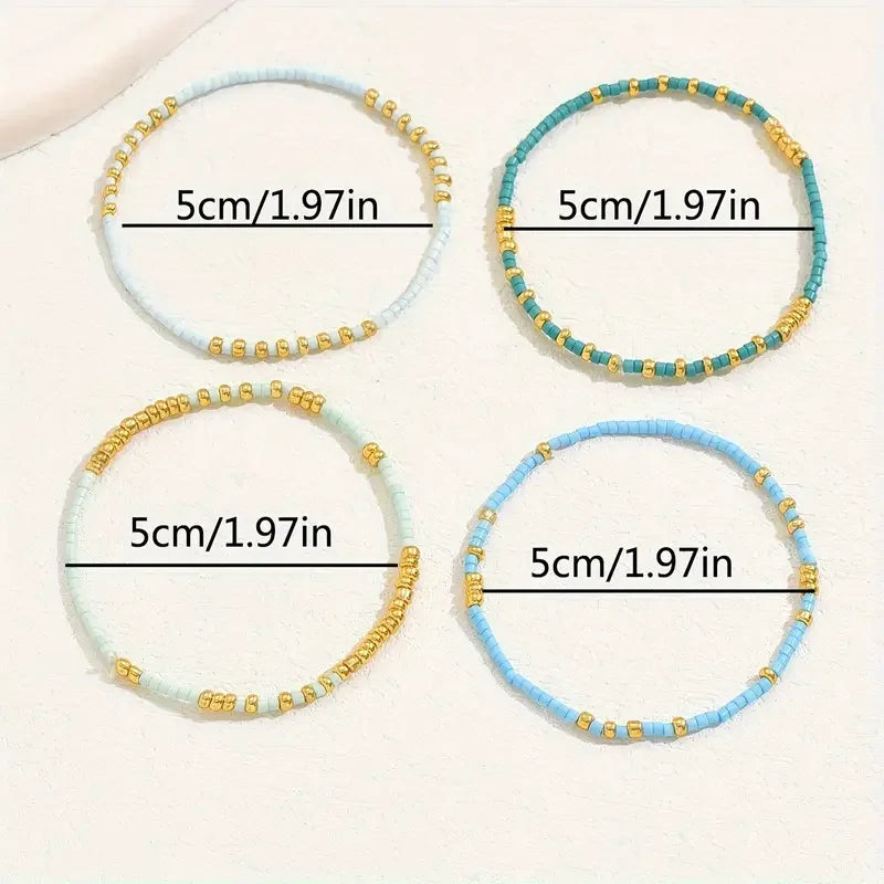Ensemble de bracelets perlés turquoise subtils