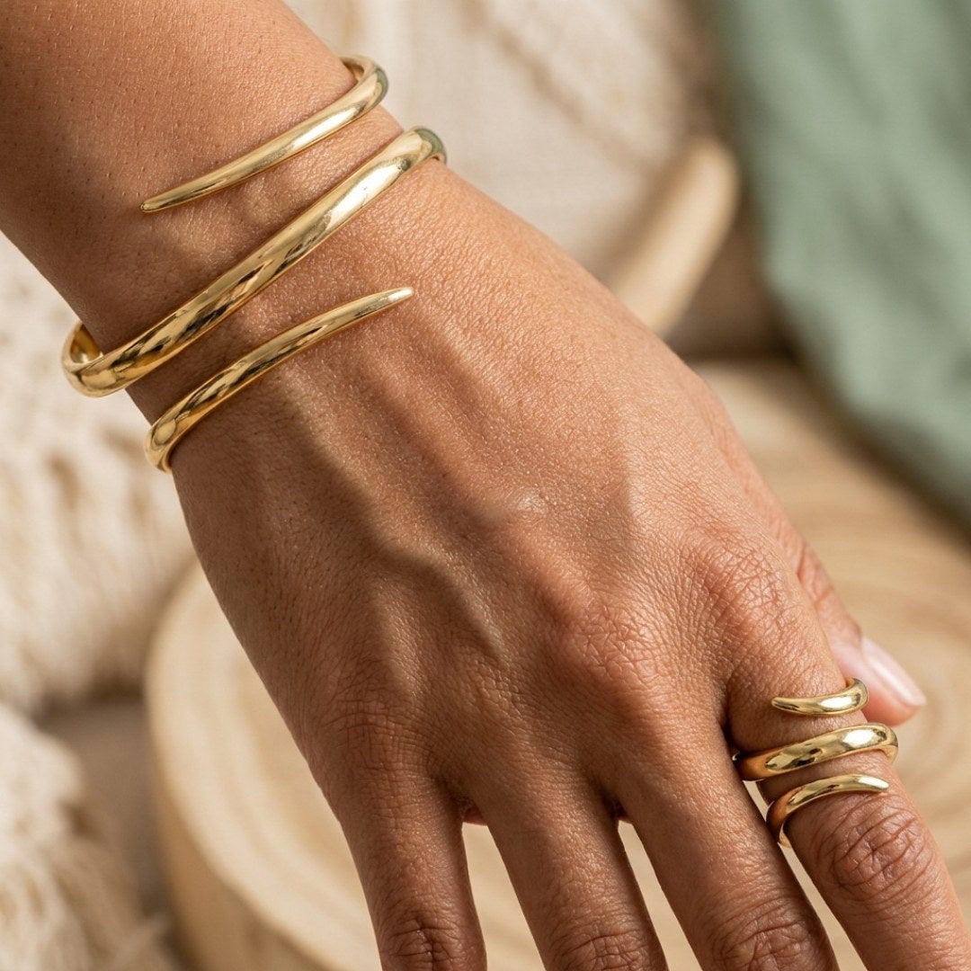 Ensemble bracelet et bague serpent abstrait
