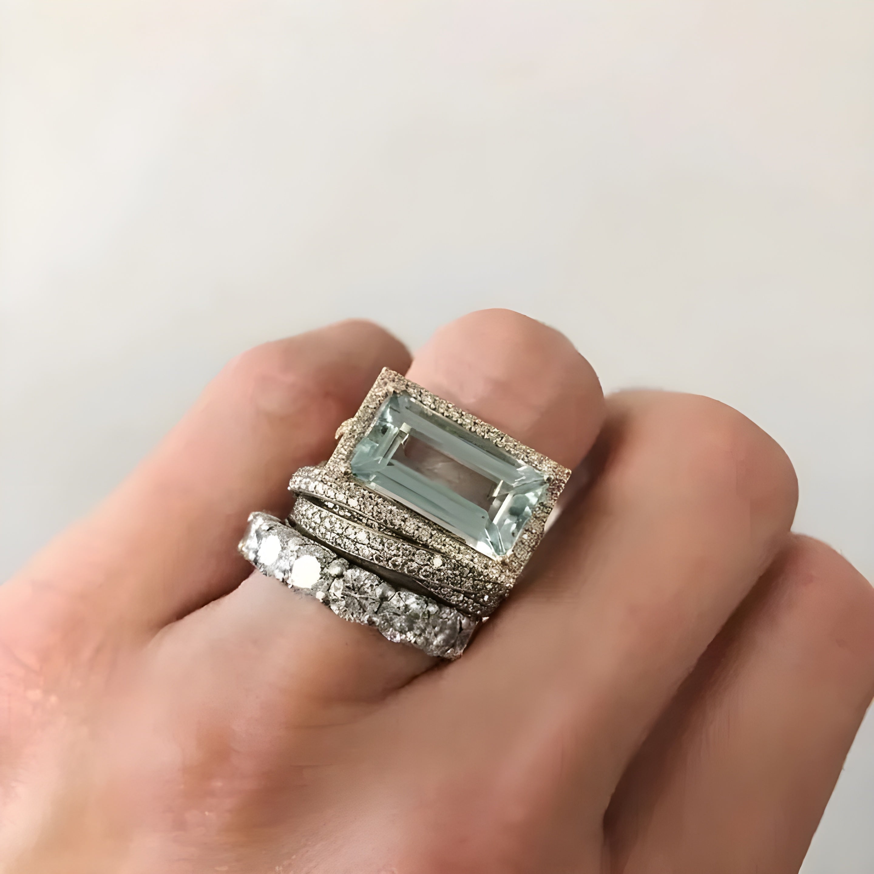 Ensemble de bagues vintage en argent avec verre turquoise