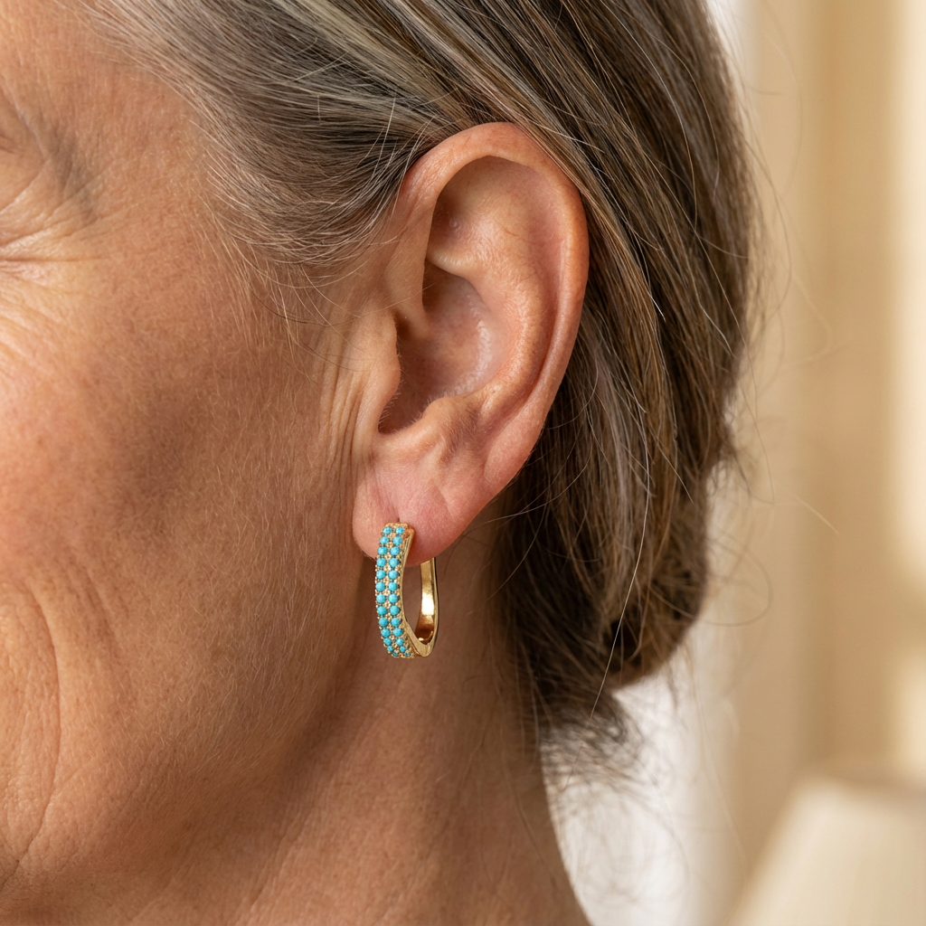 Boucles d'oreilles créoles turquoise classiques
