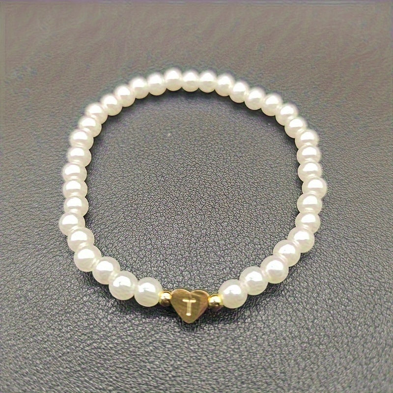 Bracelet chic avec initiale A-Z et cœur