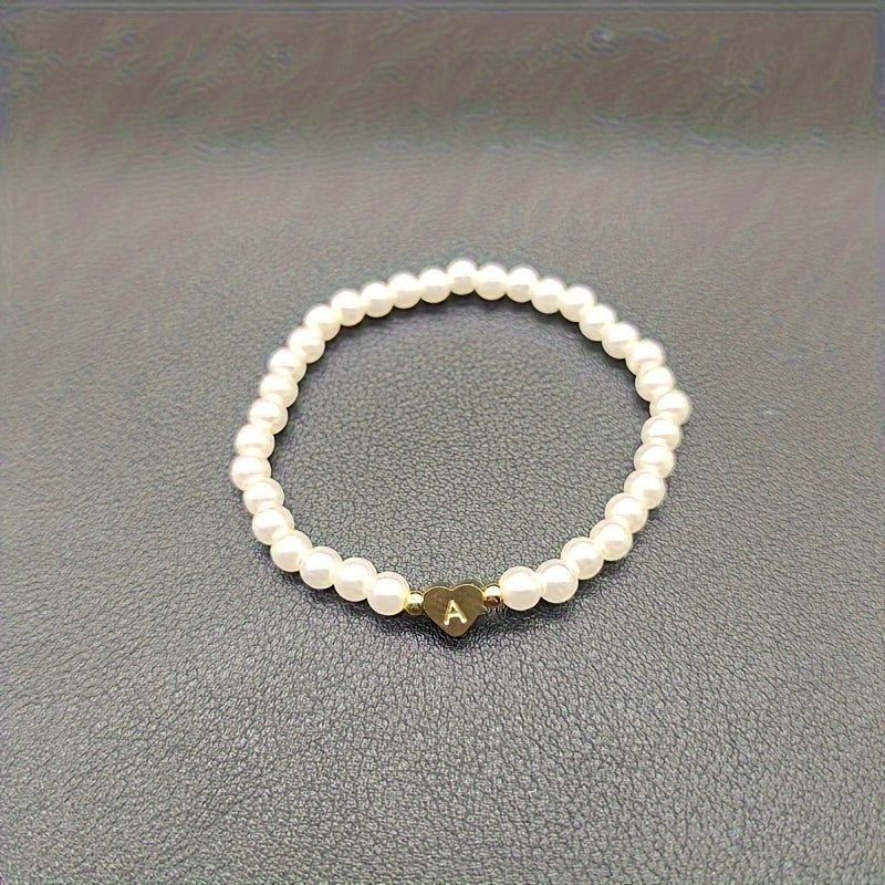 Bracelet chic avec initiale A-Z et cœur