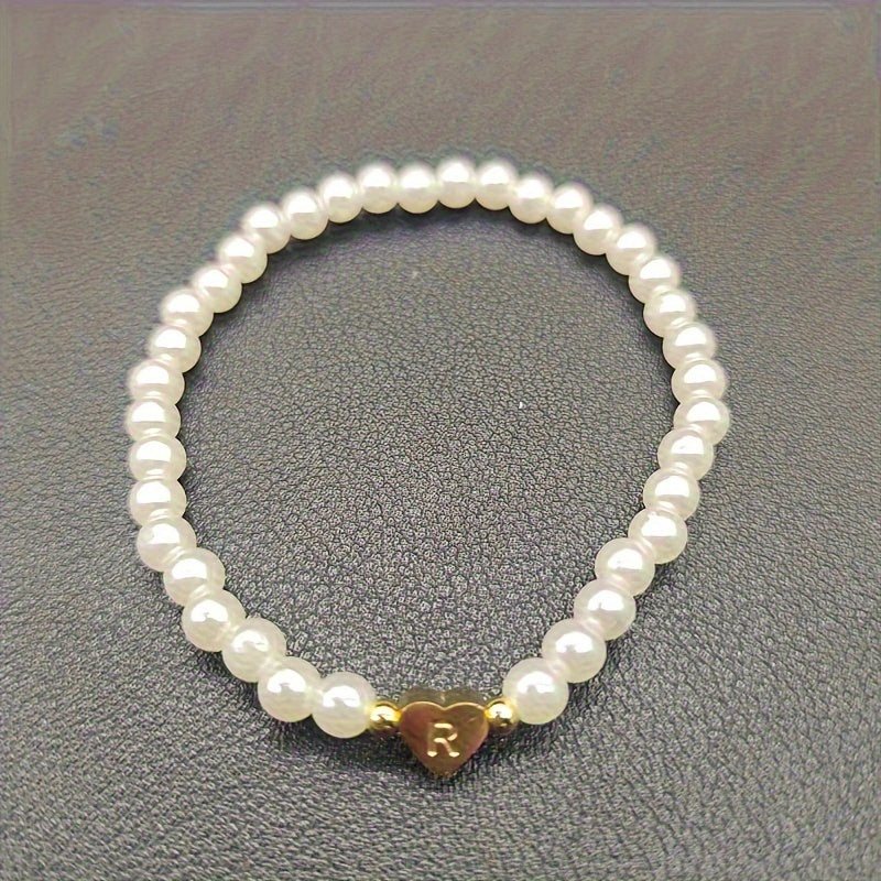 Bracelet chic avec initiale A-Z et cœur