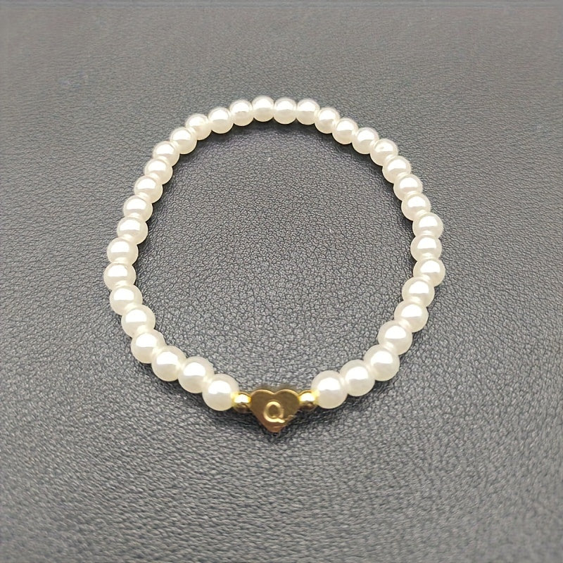 Bracelet chic avec initiale A-Z et cœur
