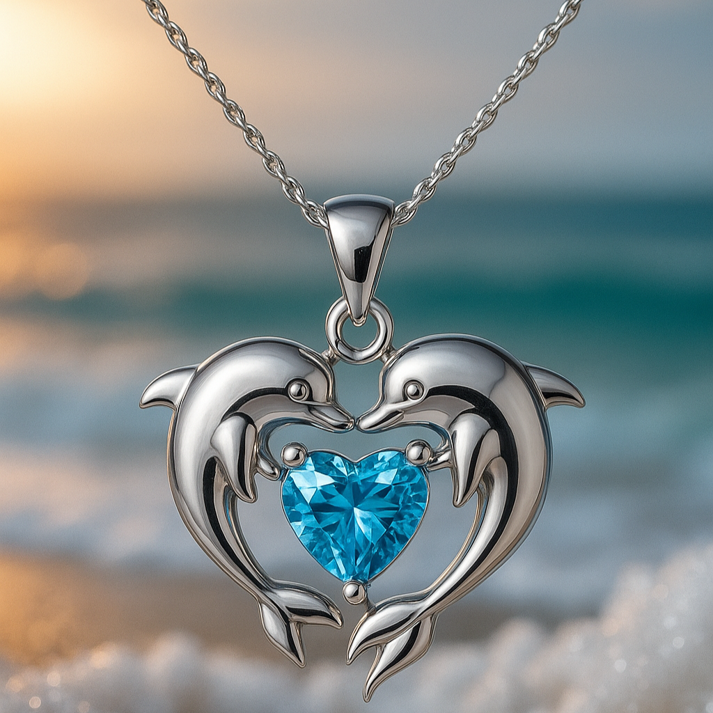 Collier en argent intemporel avec double dauphin en opale