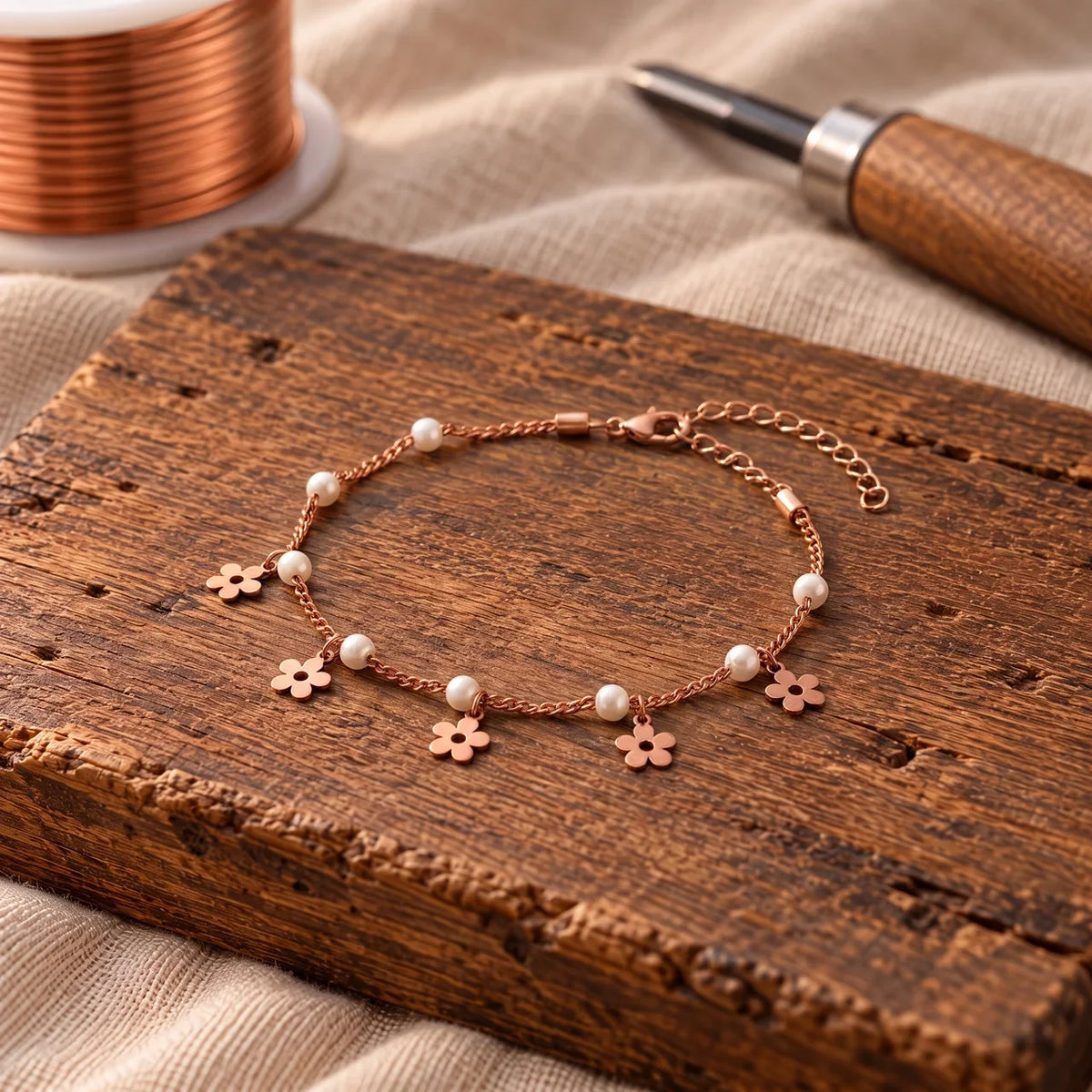Bracelet de cheville Bloom en cuivre