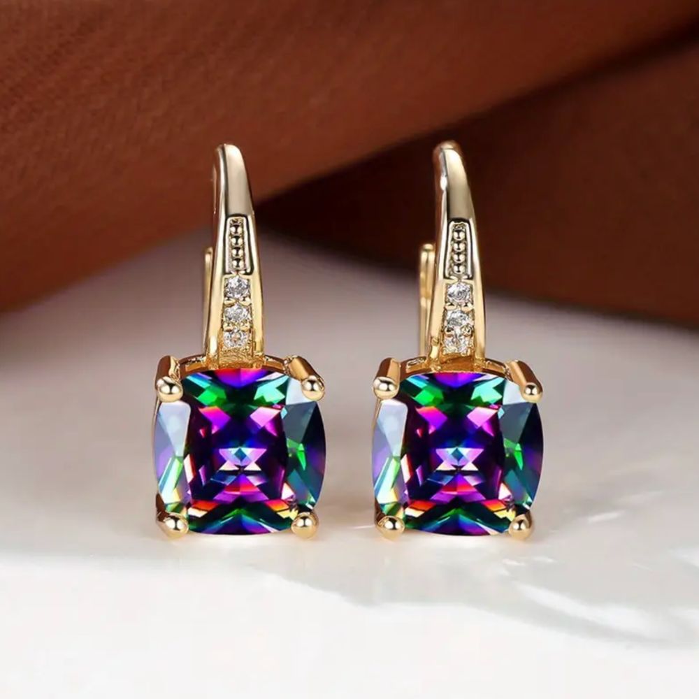 Boucles d'oreilles anneaux en pierre mystique