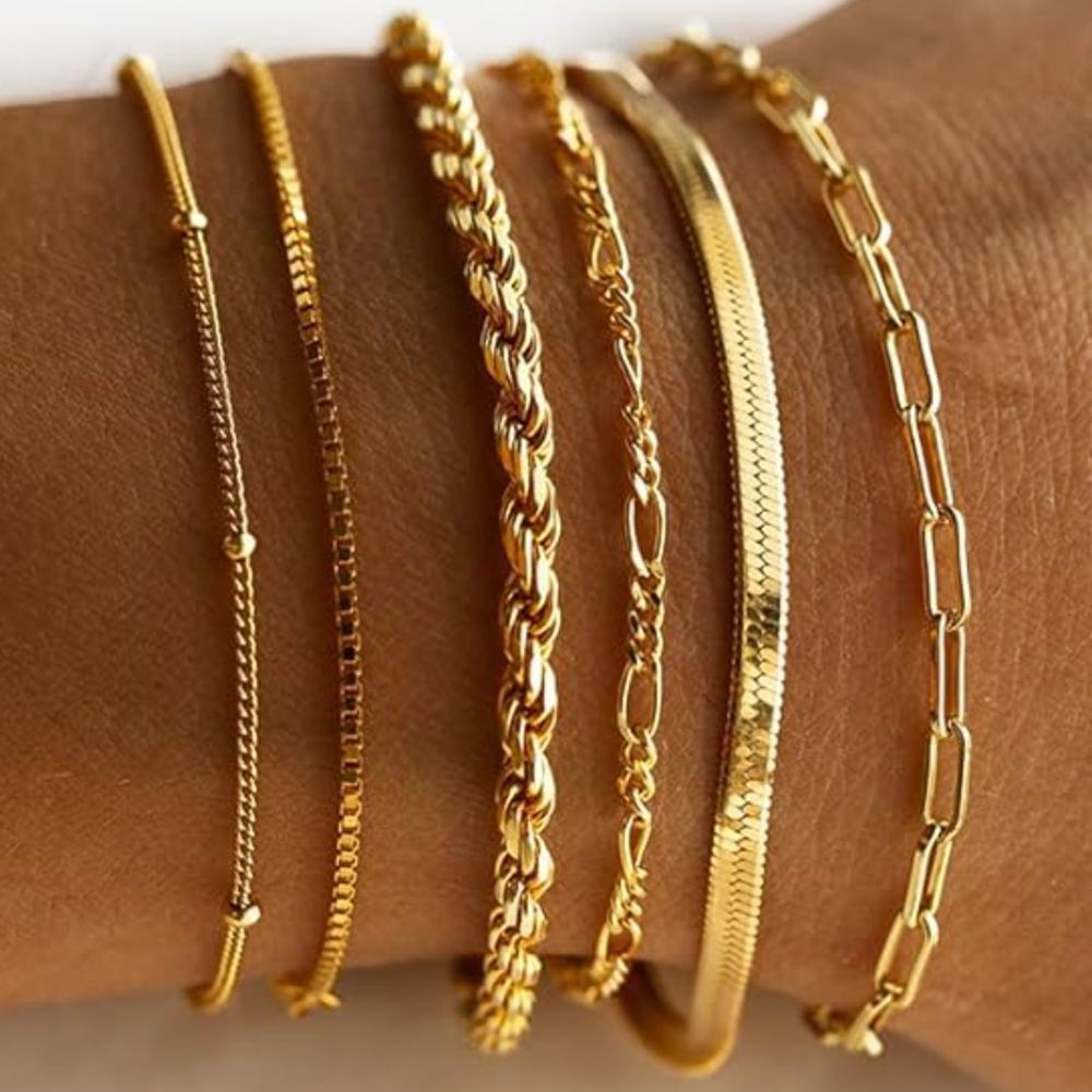Ensemble de bracelets classiques en or Isabella